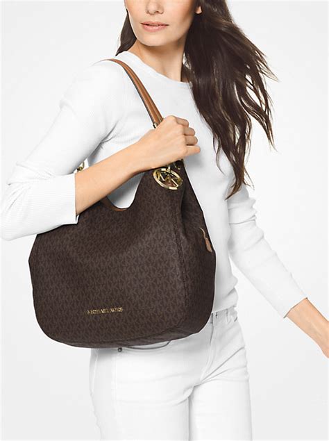 michael kors tasche lilly schwarz|Lillie Large Signature Logo Shoulder Bag .